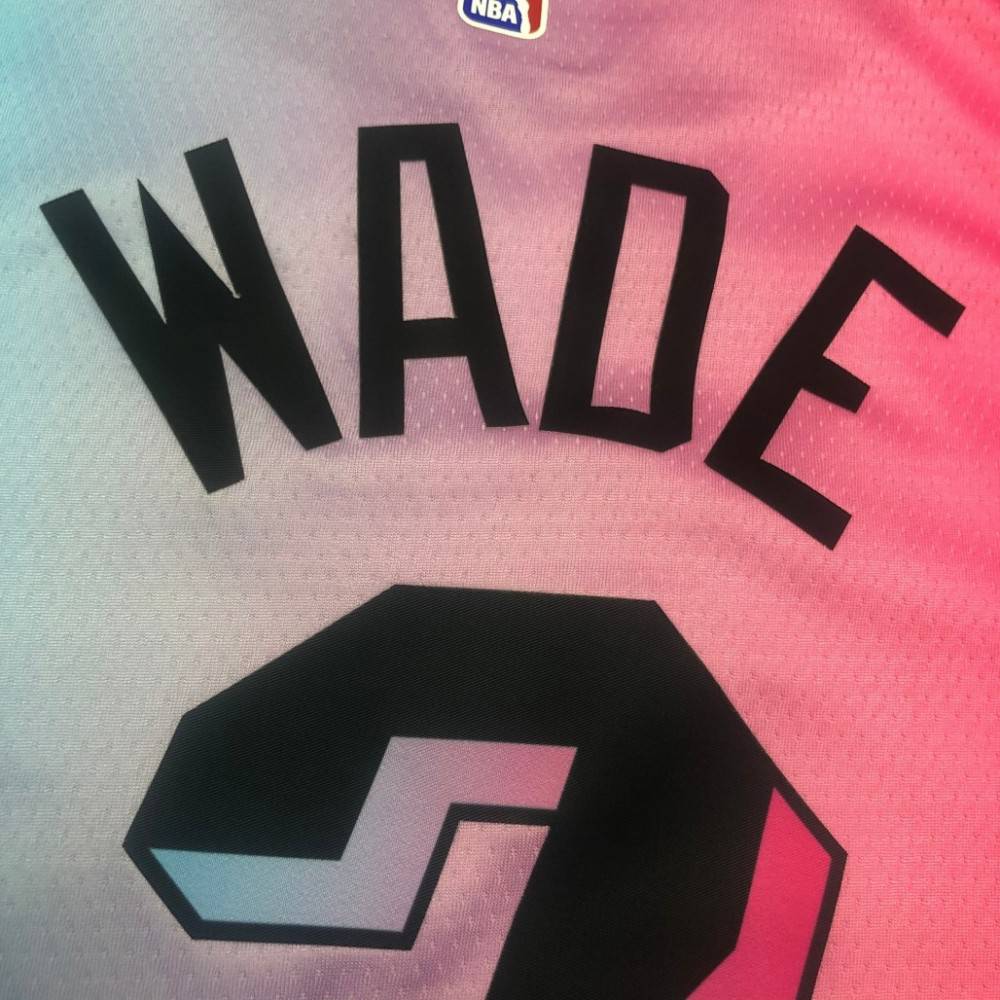 Men's Miami Heat Dwyane Wade #3 Blue&Pink 20/21 Swingman Jersey - City Edition-Pro Kit Vault | Brand New 26/27 Sports Jerseys